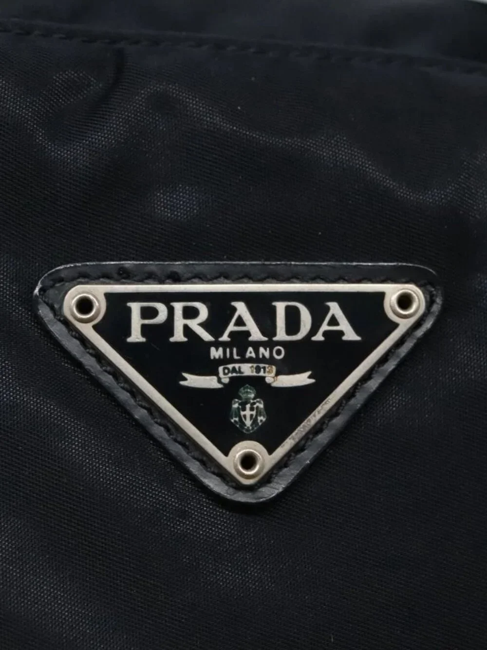 PRADA Hand Bag Nylon Navy Silver Auth bs22993